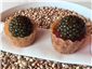 beef tartare and caviar canape (on right)
